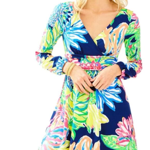 Lilly Pulitzer Vibrant Floral Long Sleeve Dress - Picture 1 of 4
